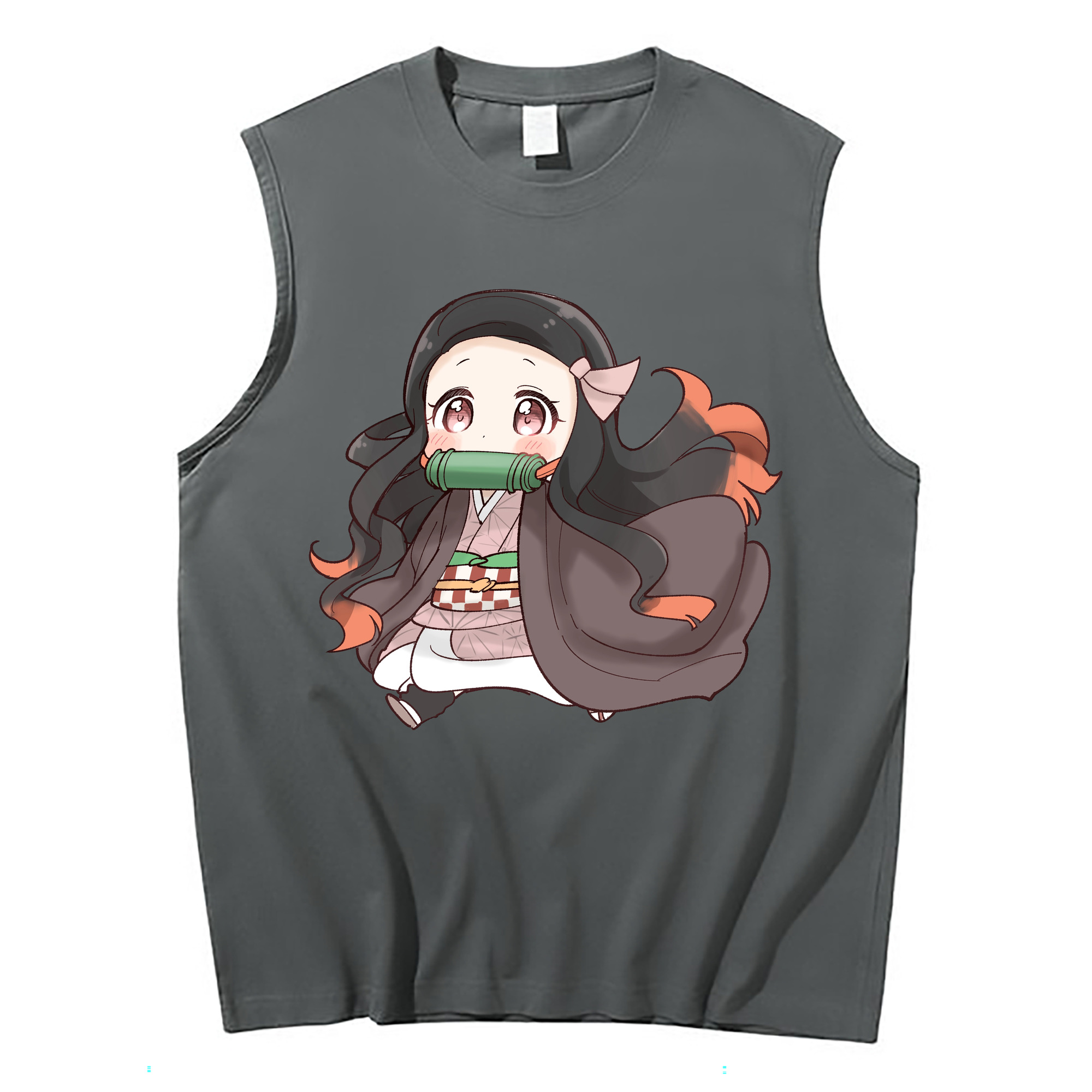 （画像用） 鬼滅の刃（きめつのやいば）竈門 禰󠄀豆子／かまど ねずこ Kamado Nezuko コットン100％タンクトップ（フロントプリント）